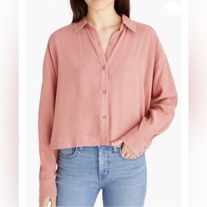 Madewell Lusterweave Hartfield Misty Rose Relaxed Crop Button Down Shirt Large